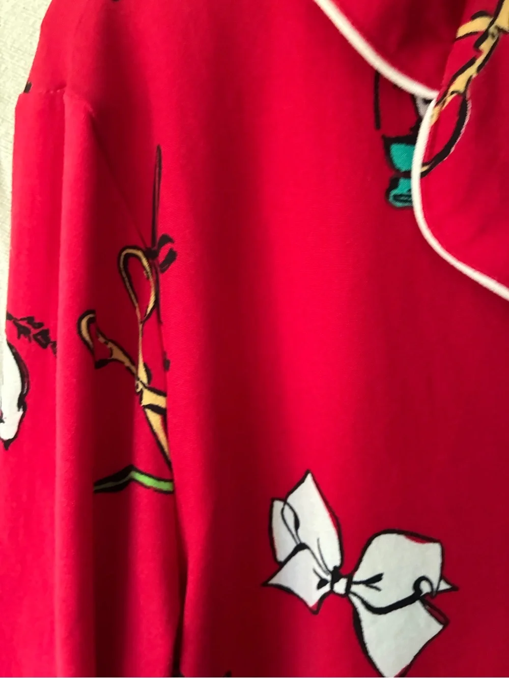 Kate Spade 2 Piece Pajama Set Small Elastic Waist Pants Button Down Christmas PJ